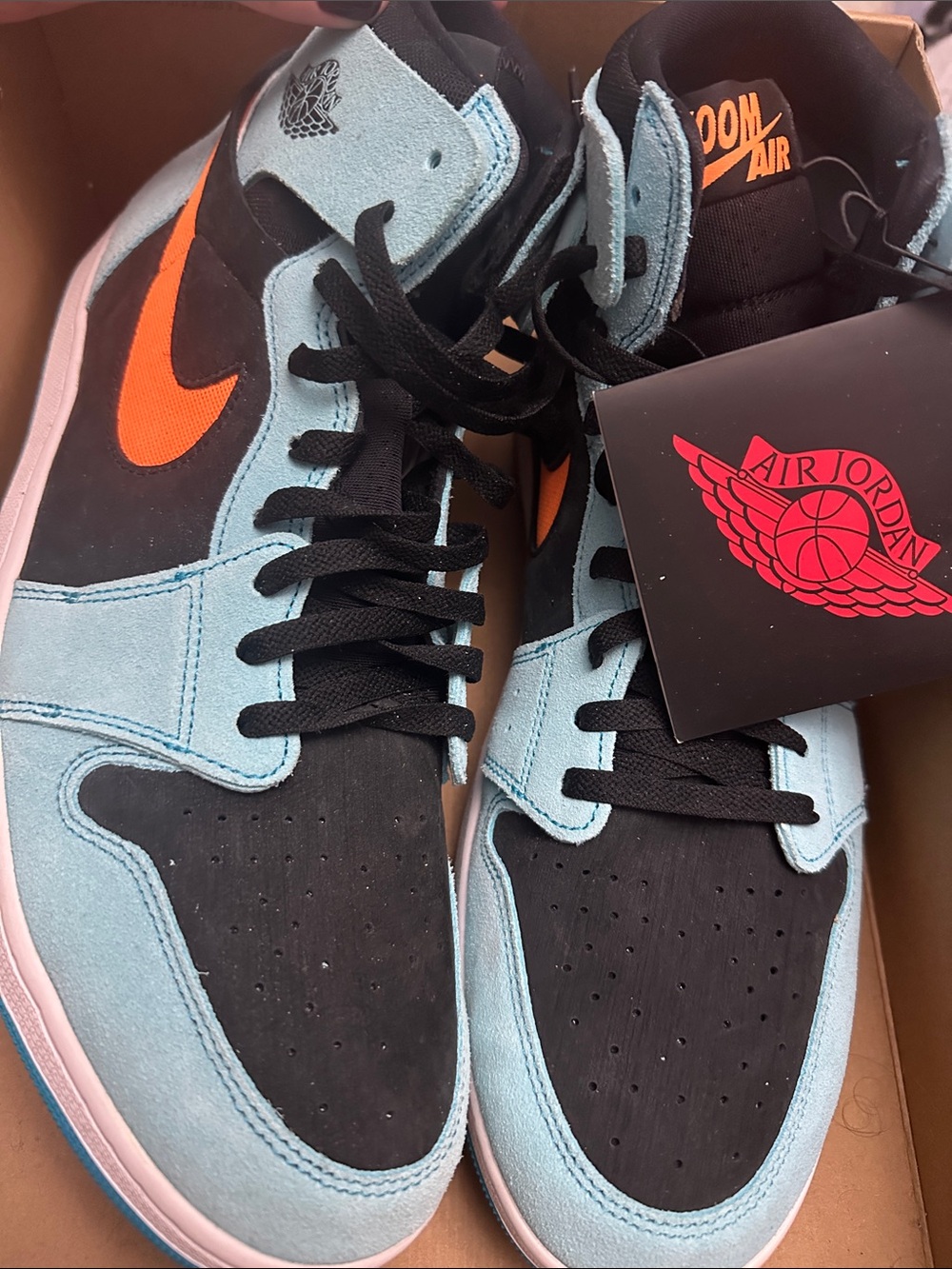Nike Turquoise and Orange High-Top Sneakers